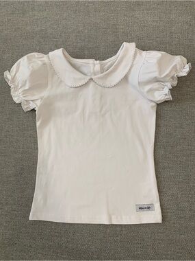 Merce & Me fits 5/6 White Puff-Sleeve Peter Pan Collar Top